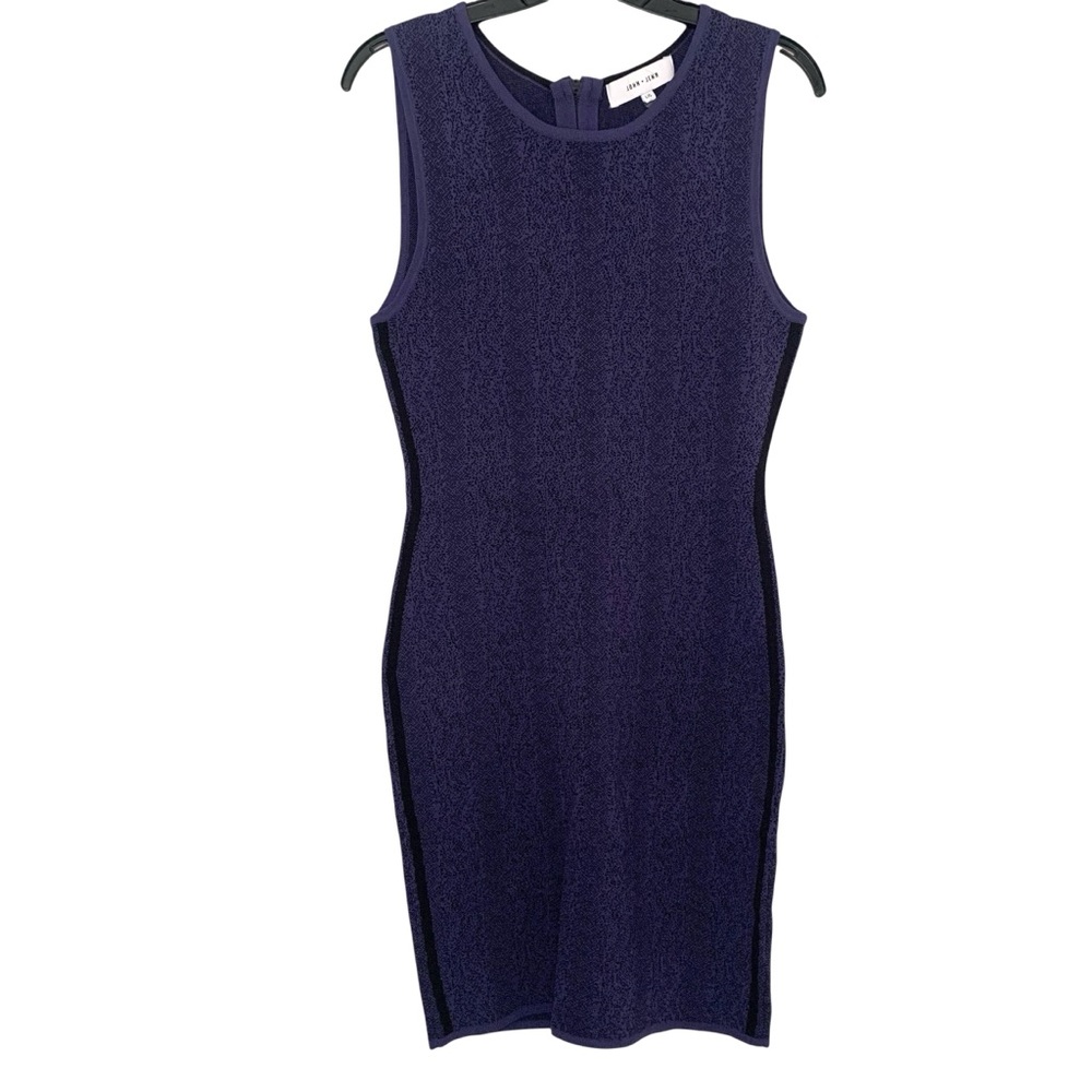John + Jenn Large Deep Purple/Blue & Black Knit Bodycon Feminine Mini Dress